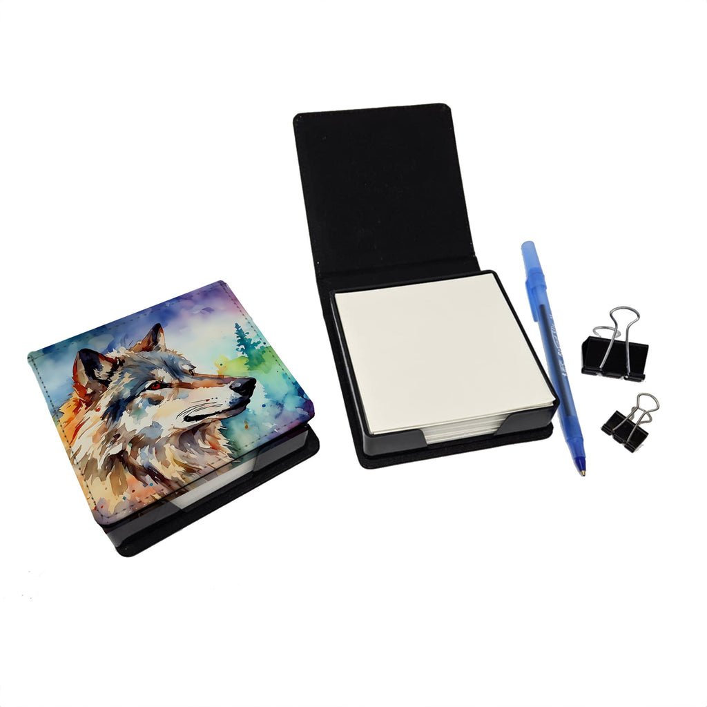 Wolves Wolf  PU Leather Note Paper Holder with Artist-Designed Cover, Desk Accessory, Office Gift