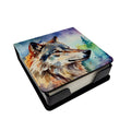 Wolves Wolf  PU Leather Note Paper Holder with Artist-Designed Cover, Desk Accessory, Office Gift