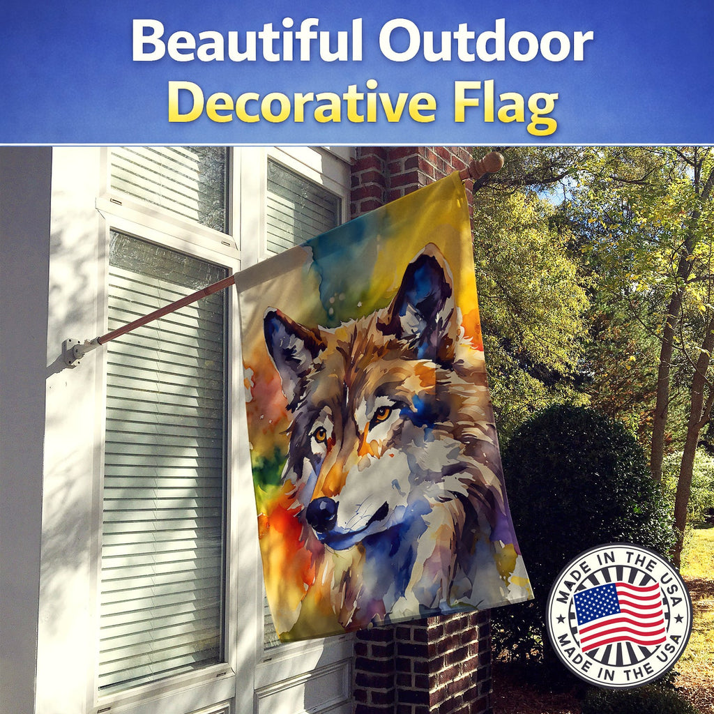 Wolves Wolf  House Flag 28x40 Porch Sleeve Pole Decorative Outside Yard Banner Artwork Wall Hanging, Polyester