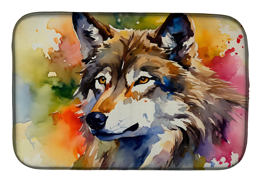 Wolves Wolf  Dish Drying Mat Absorbent Dish Drying Mat Pad for Kitchen Counter Dish Drainer Mat for Countertop, 14 x 21", Multicolor