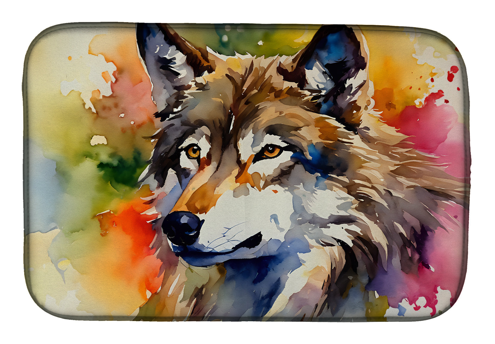 Wolves Wolf  Dish Drying Mat Absorbent Dish Drying Mat Pad for Kitchen Counter Dish Drainer Mat for Countertop, 14 x 21", Multicolor