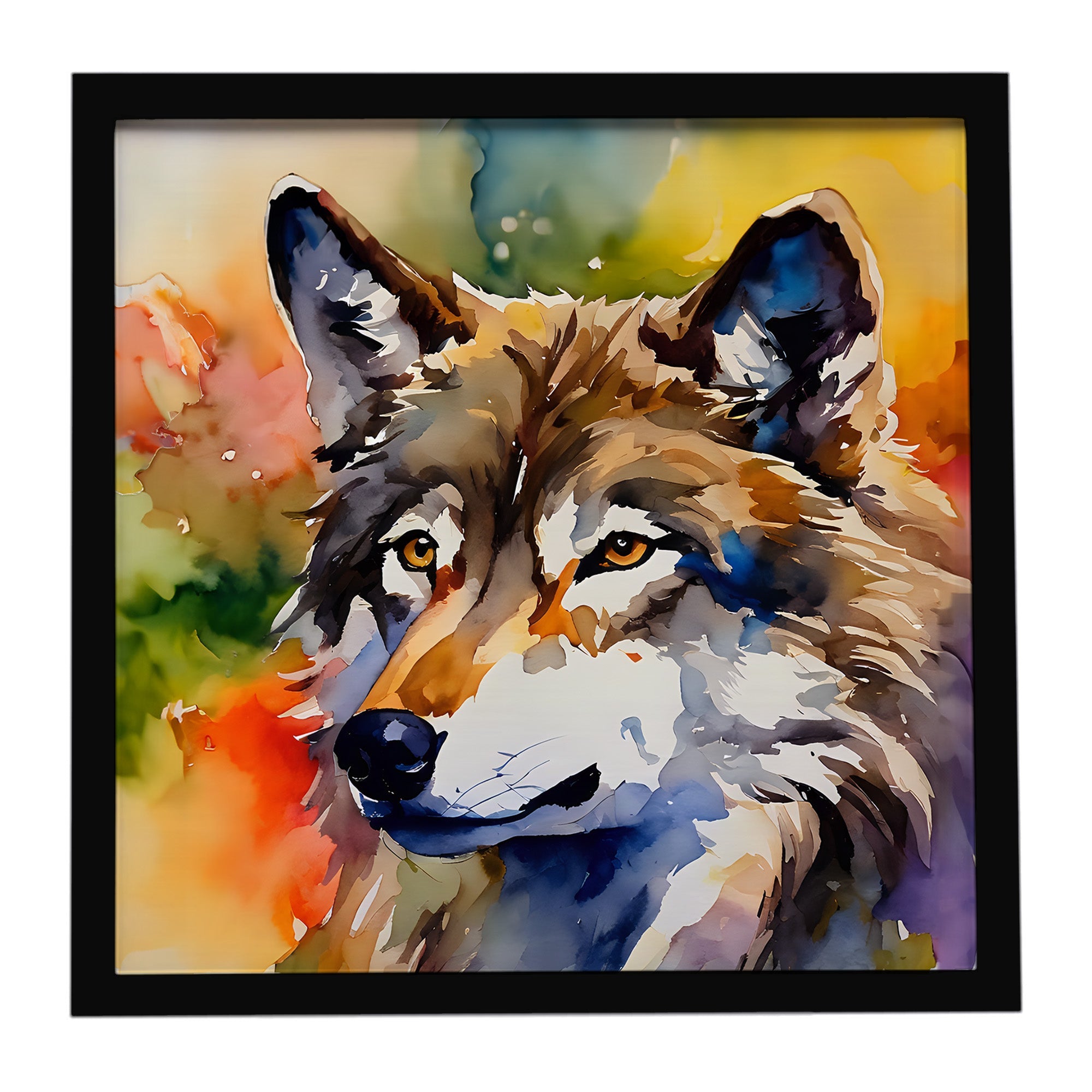 Wolves Wolf  Framed Metal Print Bathroom, Kitchen, Office, Home Decor Wall Art Ready to Hang, Square, 8X8