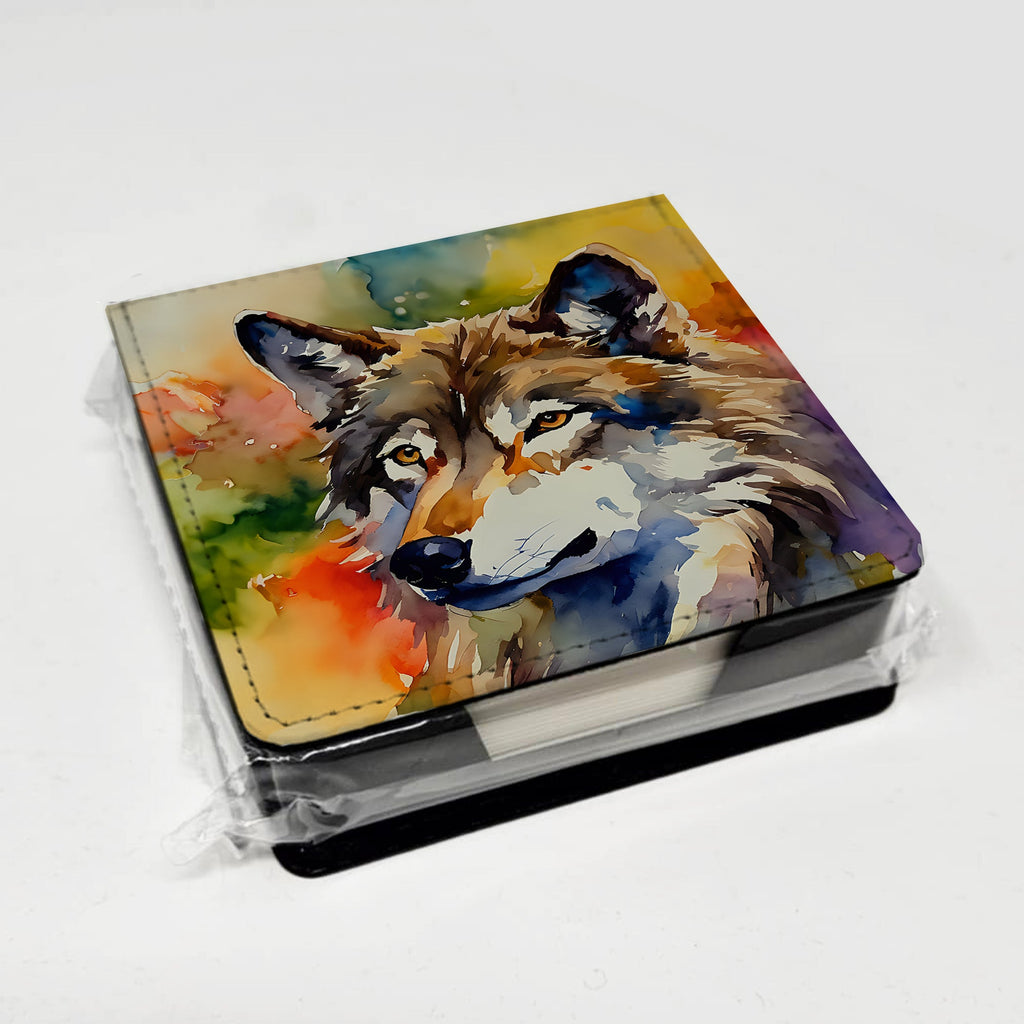 Wolves Wolf  PU Leather Note Paper Holder with Artist-Designed Cover, Desk Accessory, Office Gift