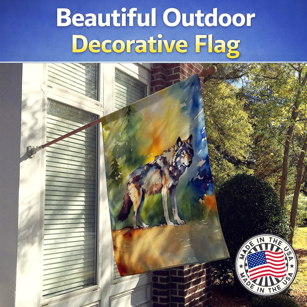 Wolves Wolf  House Flag 28x40 Porch Sleeve Pole Decorative Outside Yard Banner Artwork Wall Hanging, Polyester