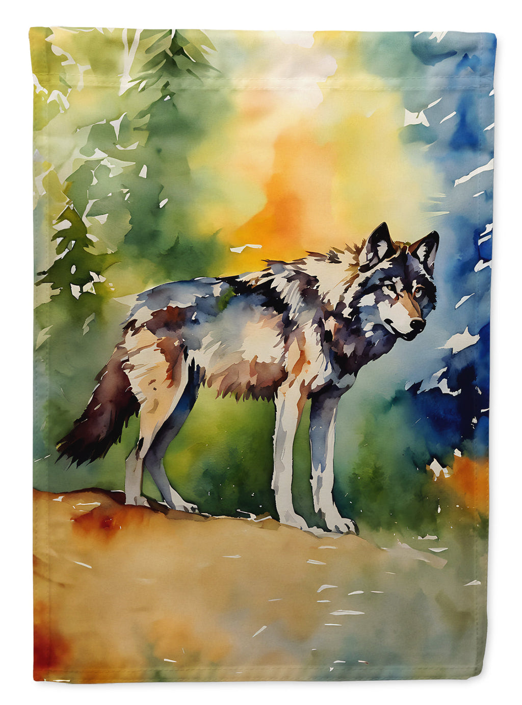 Wolves Wolf  House Flag 28x40 Porch Sleeve Pole Decorative Outside Yard Banner Artwork Wall Hanging, Polyester