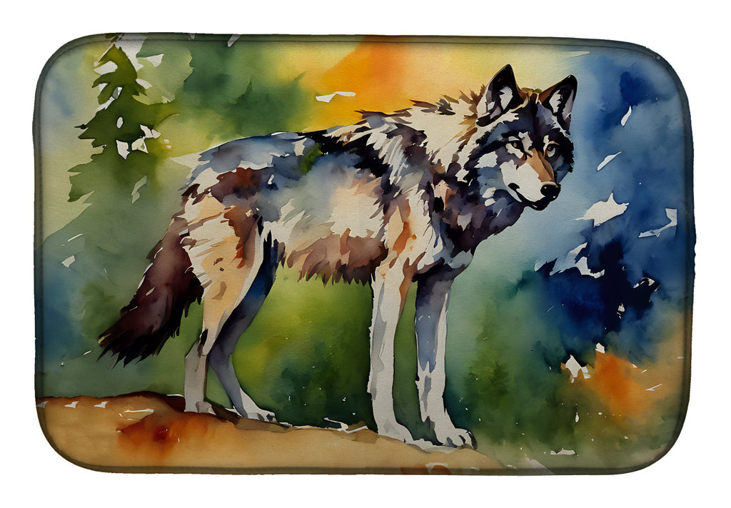 Wolves Wolf  Dish Drying Mat Absorbent Dish Drying Mat Pad for Kitchen Counter Dish Drainer Mat for Countertop, 14 x 21", Multicolor