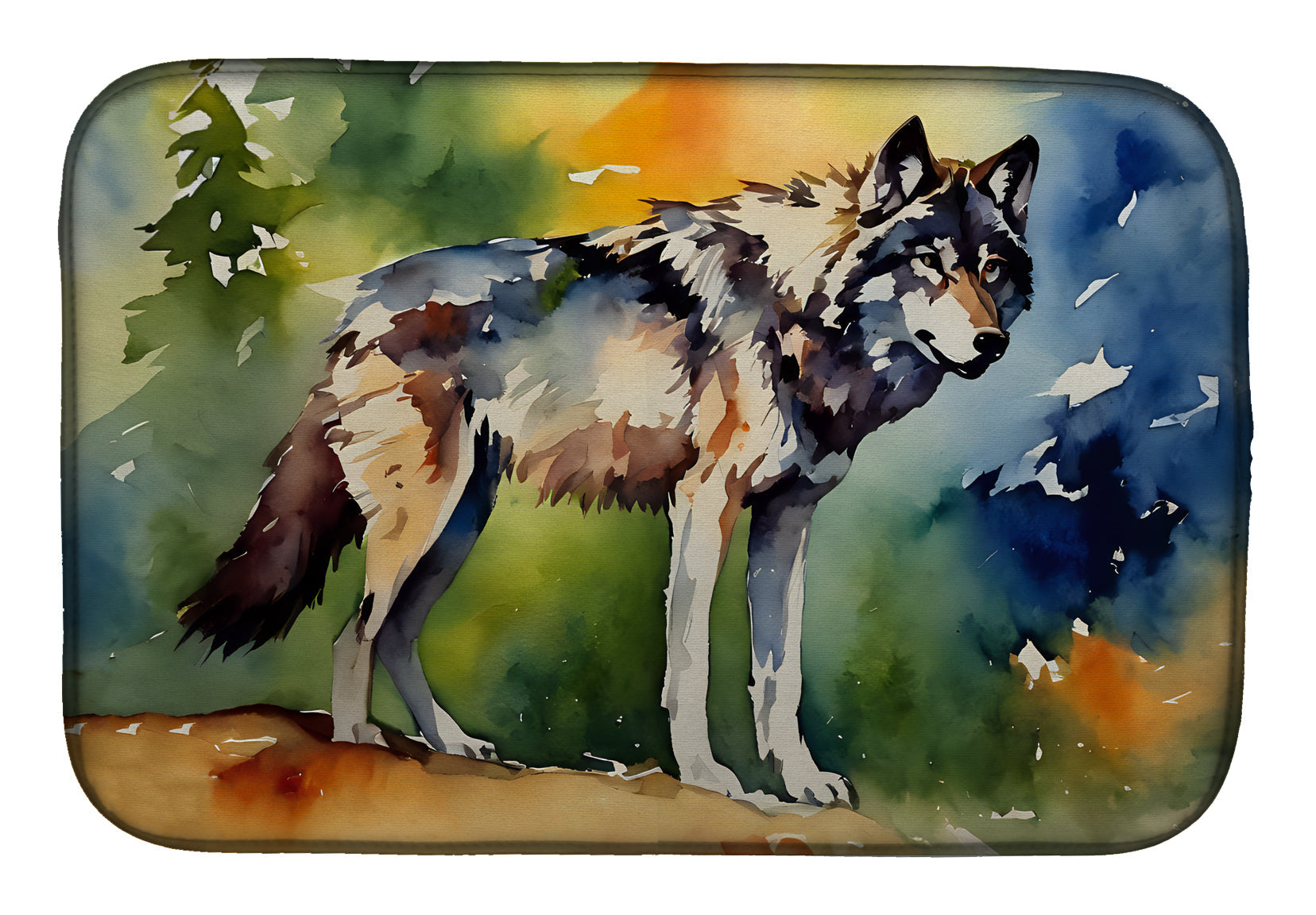 Wolves Wolf  Dish Drying Mat Absorbent Dish Drying Mat Pad for Kitchen Counter Dish Drainer Mat for Countertop, 14 x 21", Multicolor
