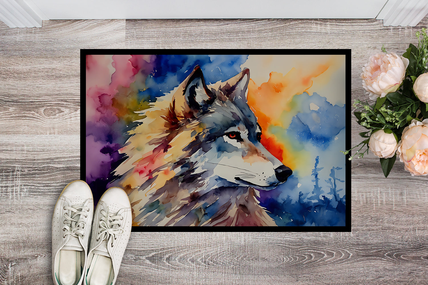 Wolves Wolf  Doormat Indoor Outdoor 18H X 27W Front Door Mat Rugs for Entryway, Non Slip Washable