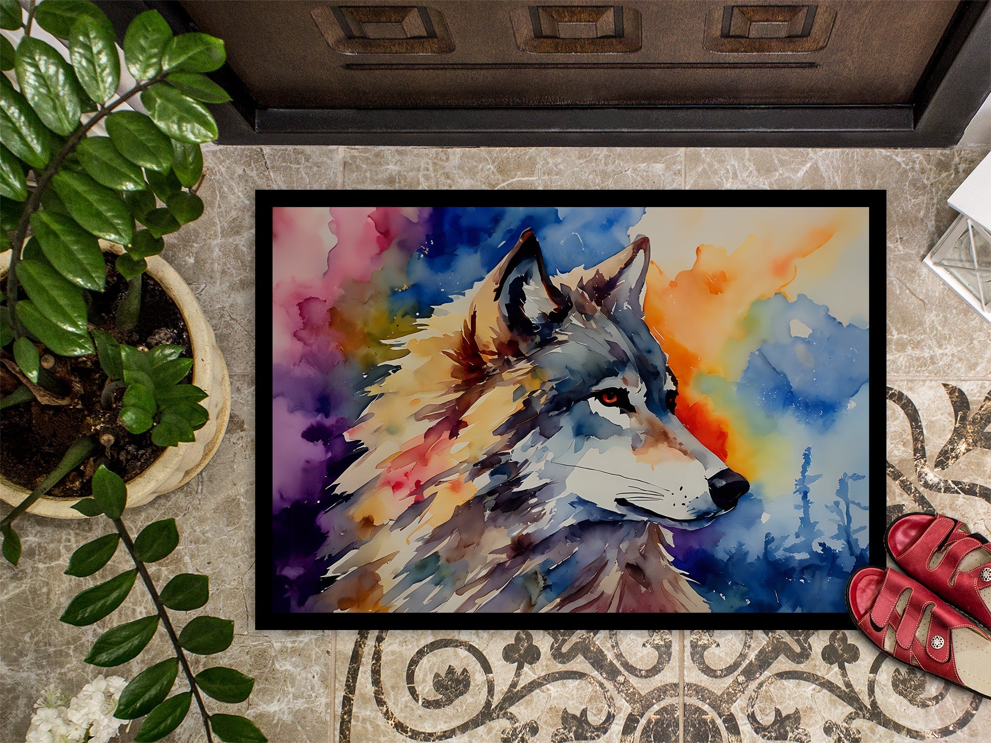 Wolves Wolf  Doormat Indoor Outdoor 18H X 27W Front Door Mat Rugs for Entryway, Non Slip Washable