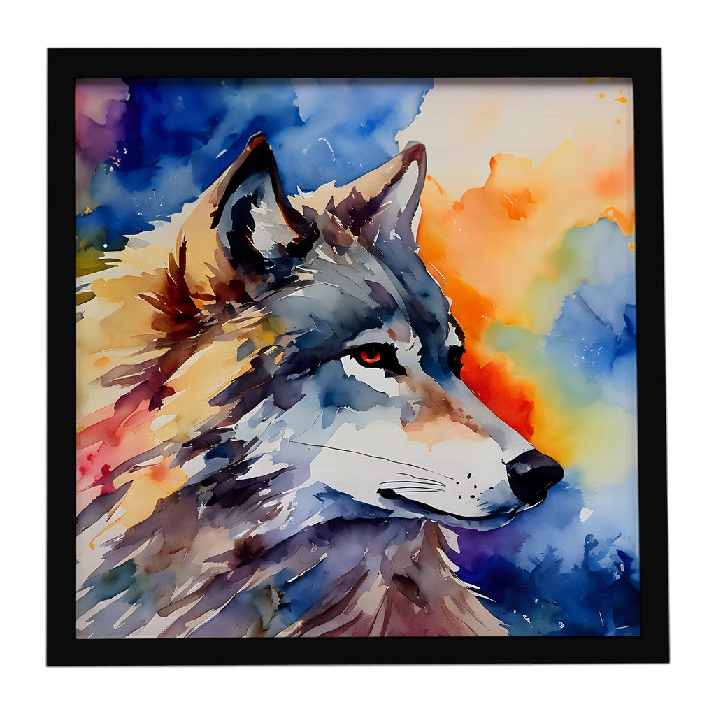 Wolves Wolf  Framed Metal Print Bathroom, Kitchen, Office, Home Decor Wall Art Ready to Hang, Square, 8X8