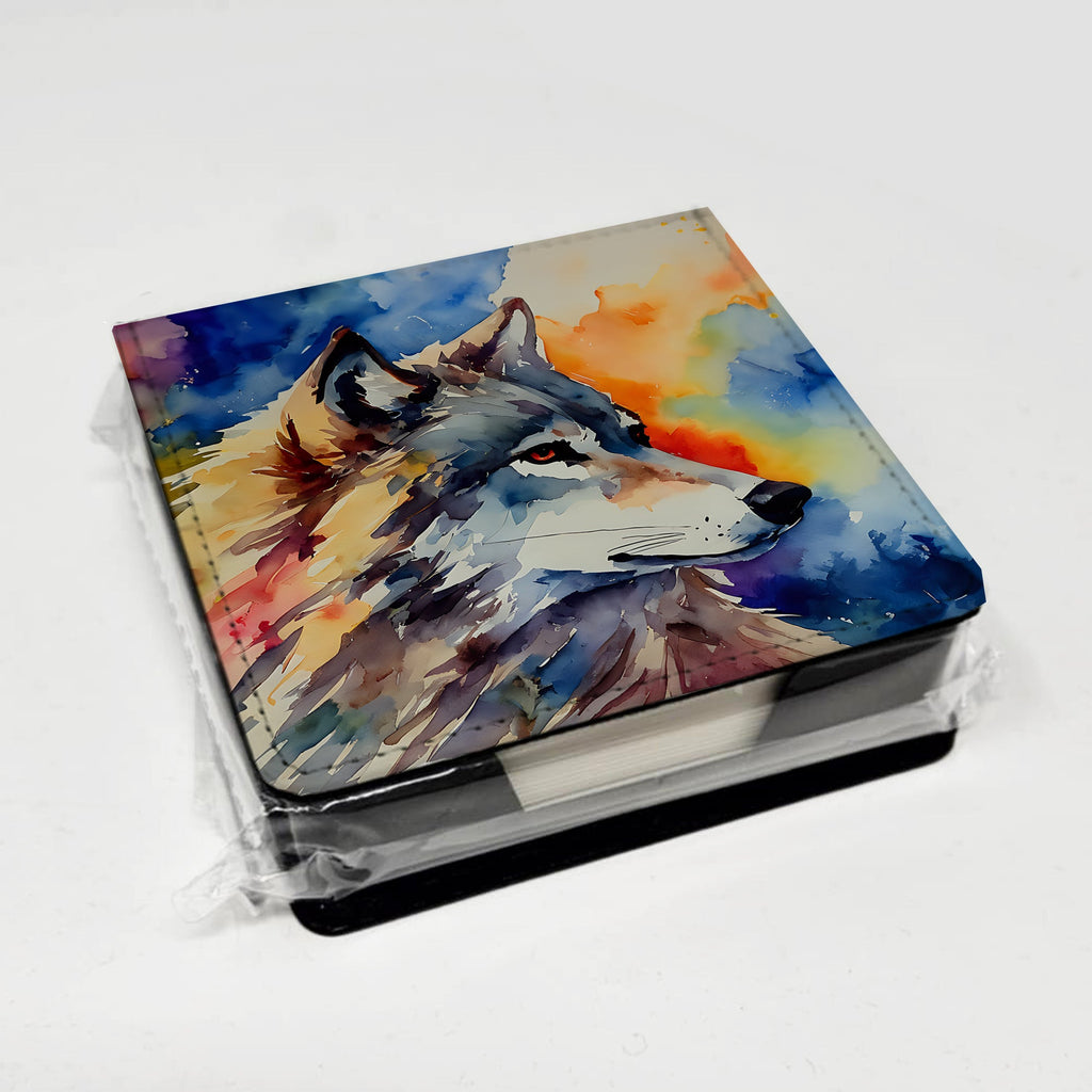 Wolves Wolf  PU Leather Note Paper Holder with Artist-Designed Cover, Desk Accessory, Office Gift