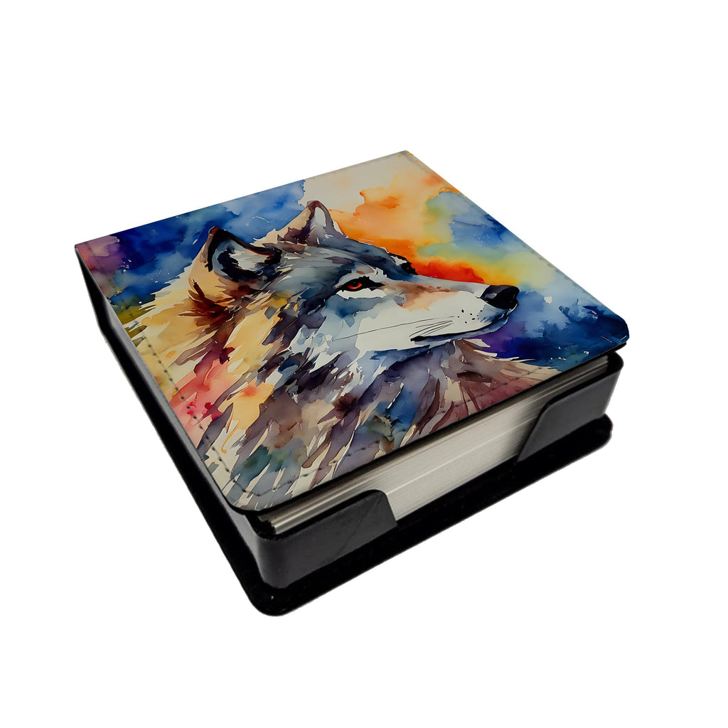 Wolves Wolf  PU Leather Note Paper Holder with Artist-Designed Cover, Desk Accessory, Office Gift
