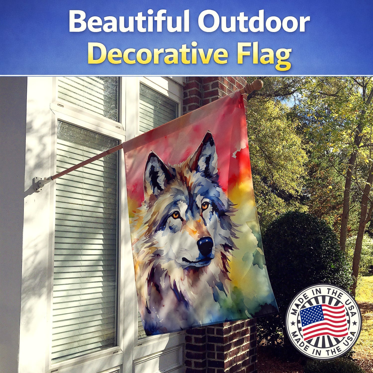 Wolves Wolf  House Flag 28x40 Porch Sleeve Pole Decorative Outside Yard Banner Artwork Wall Hanging, Polyester