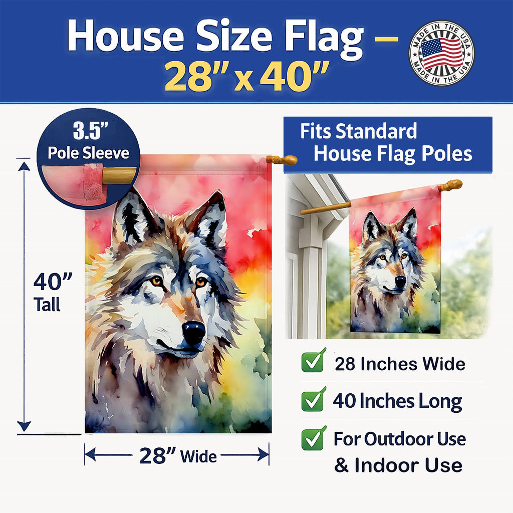 Wolves Wolf  House Flag 28x40 Porch Sleeve Pole Decorative Outside Yard Banner Artwork Wall Hanging, Polyester