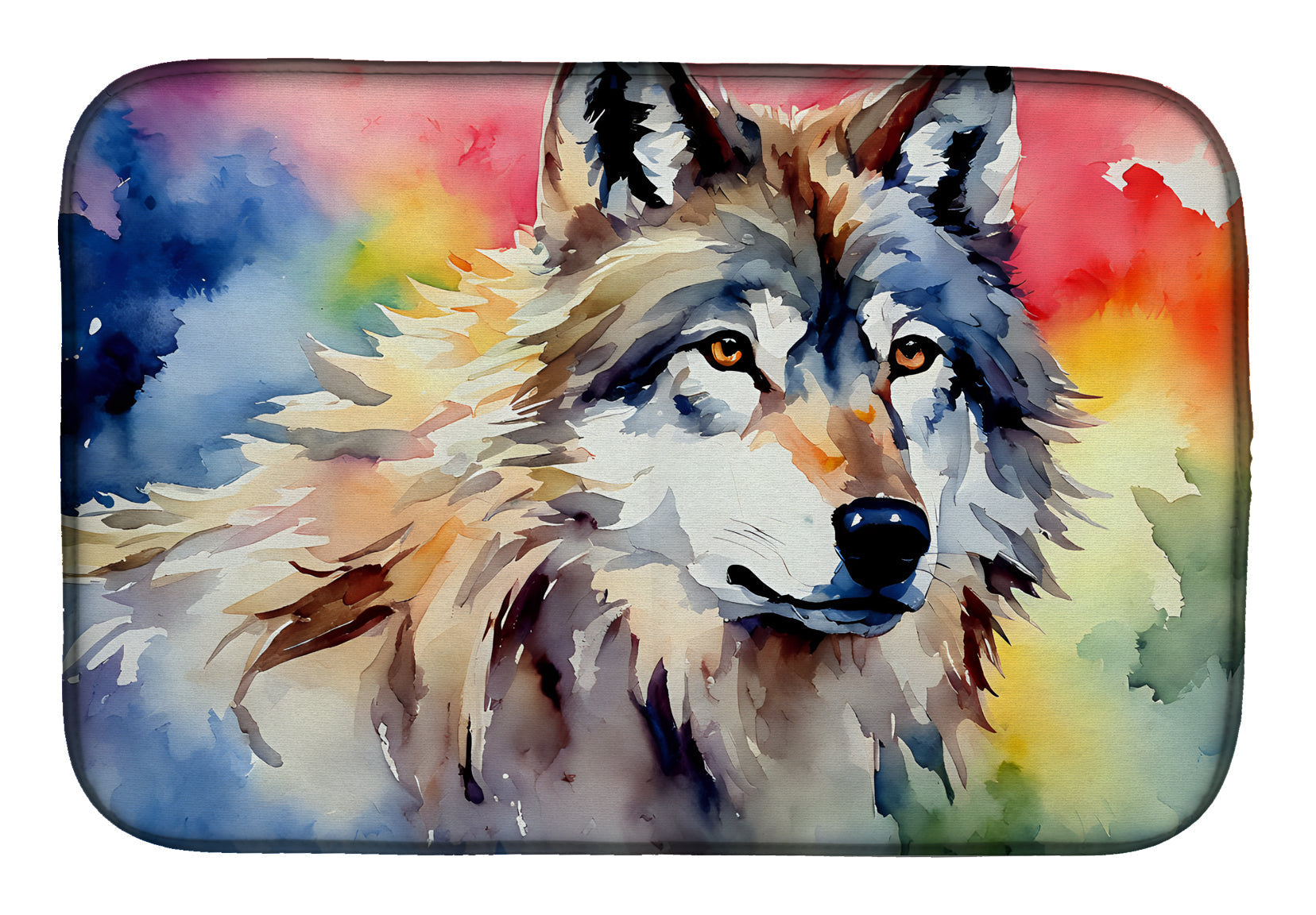Wolves Wolf  Dish Drying Mat Absorbent Dish Drying Mat Pad for Kitchen Counter Dish Drainer Mat for Countertop, 14 x 21", Multicolor
