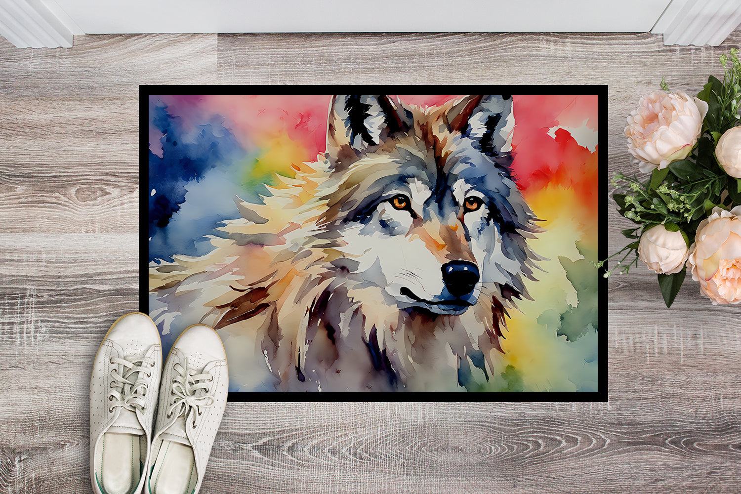 Wolves Wolf  Doormat Indoor Outdoor 18H X 27W Front Door Mat Rugs for Entryway, Non Slip Washable