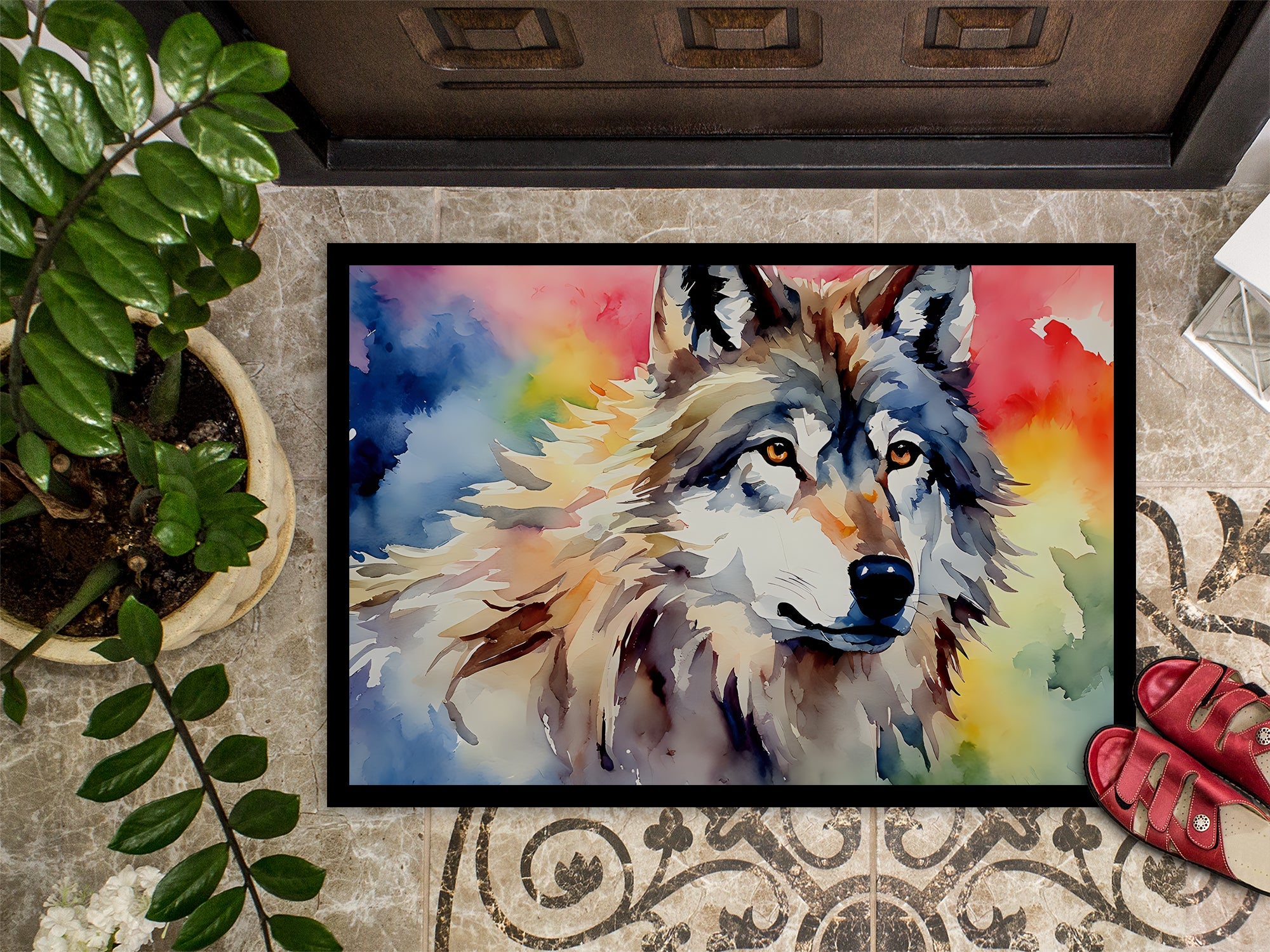 Wolves Wolf  Doormat Indoor Outdoor 18H X 27W Front Door Mat Rugs for Entryway, Non Slip Washable
