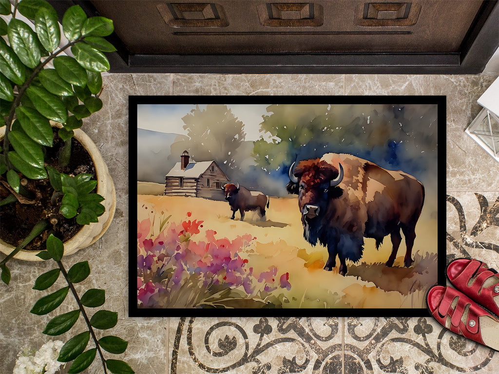 Wood Bison Doormat Indoor Outdoor 24H X 36W Front Door Mat Rugs for Entryway, Non Slip Washable Low Pile,