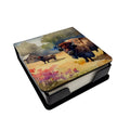 Wood Bison PU Leather Note Paper Holder with Artist-Designed Cover, Desk Accessory, Office Gift