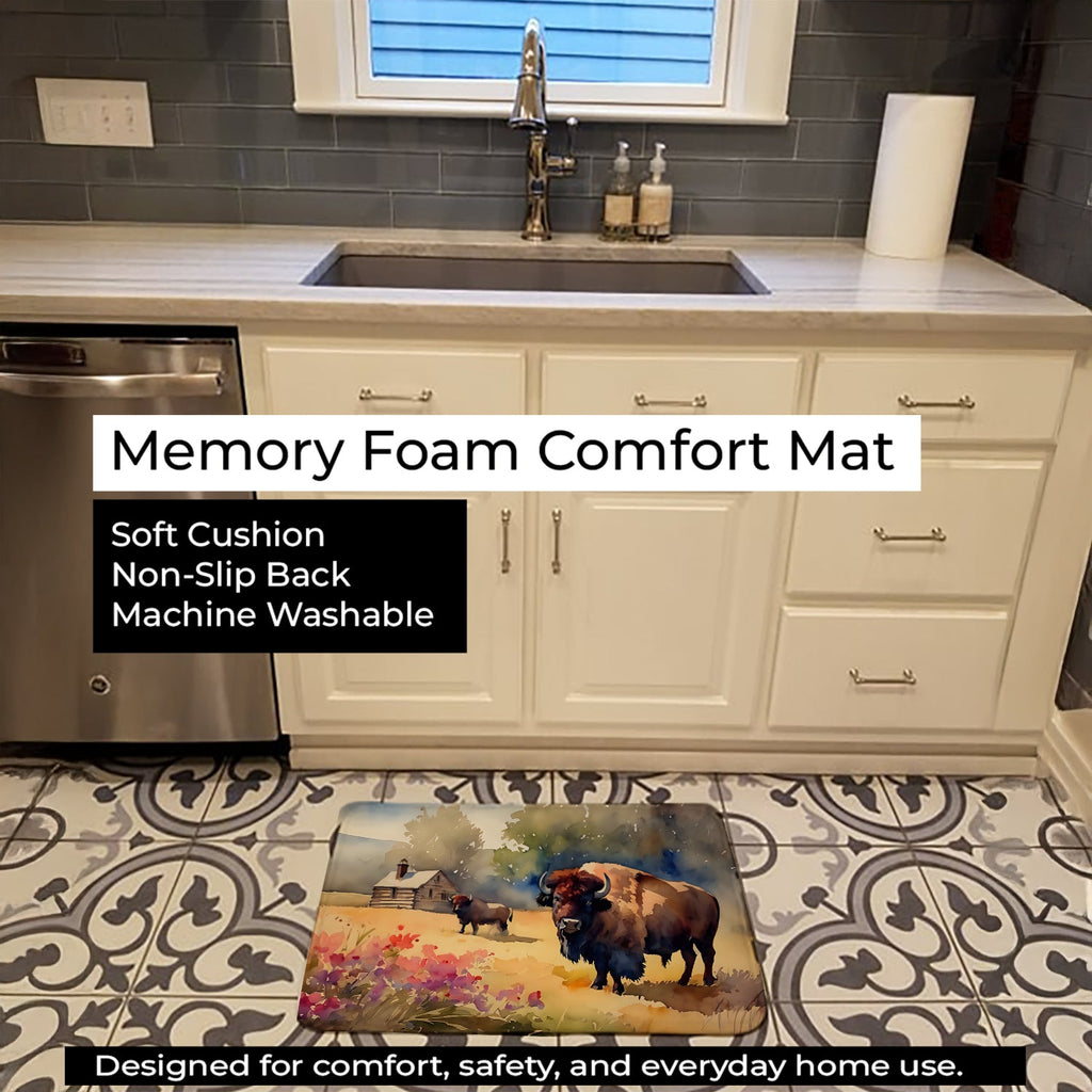 Wood Bison Memory Foam Kitchen Mat Machine Washable Anti-Fatigue Cushion Comfort Bath or Kitchen Rug