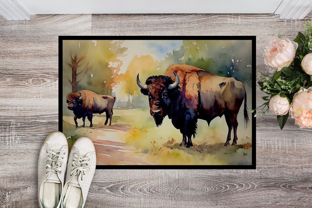 Wood Bison Doormat Indoor Outdoor 24H X 36W Front Door Mat Rugs for Entryway, Non Slip Washable Low Pile,