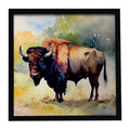 Wood Bison Framed Metal Print Bathroom, Kitchen, Office, Home Decor Wall Art Ready to Hang, Square, 8X8