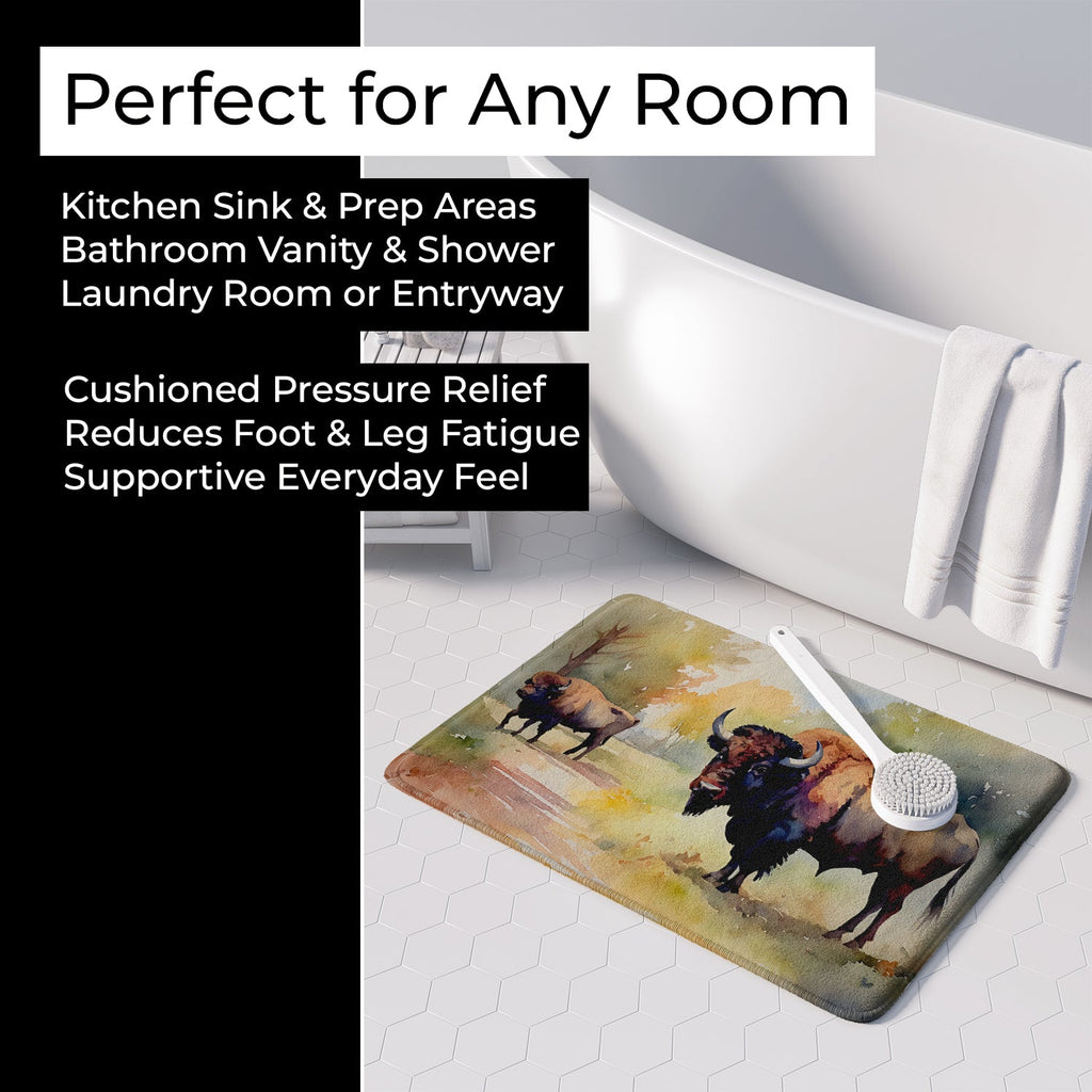Wood Bison Memory Foam Kitchen Mat Machine Washable Anti-Fatigue Cushion Comfort Bath or Kitchen Rug