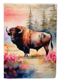 Wood Bison House Flag 28x40 Porch Sleeve Pole Decorative Outside Yard Banner Artwork Wall Hanging, Polyester