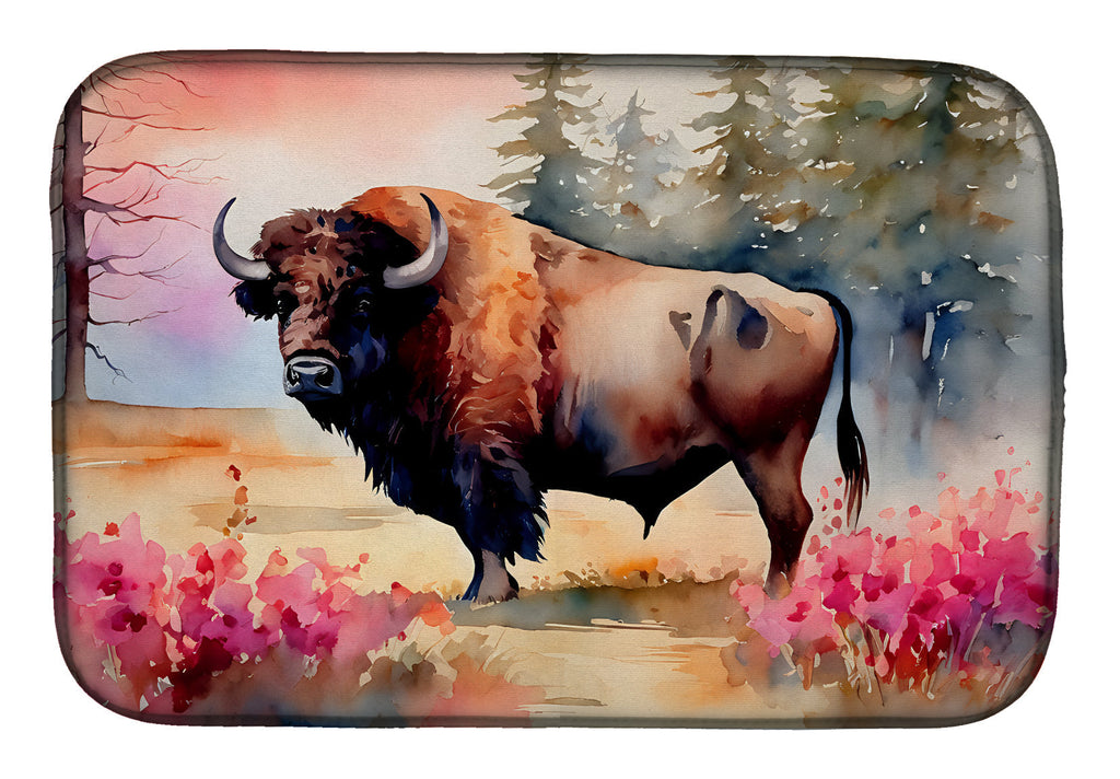 Wood Bison Dish Drying Mat Absorbent Dish Drying Mat Pad for Kitchen Counter Dish Drainer Mat for Countertop, 14 x 21", Multicolor