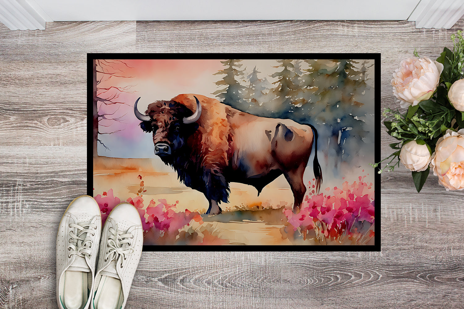 Wood Bison Doormat Indoor Outdoor 18H X 27W Front Door Mat Rugs for Entryway, Non Slip Washable
