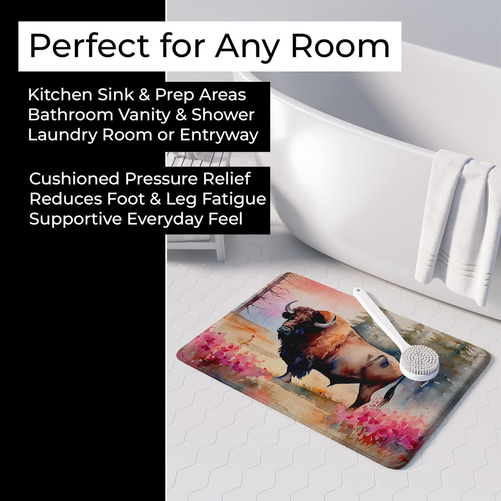 Wood Bison Memory Foam Kitchen Mat Machine Washable Anti-Fatigue Cushion Comfort Bath or Kitchen Rug