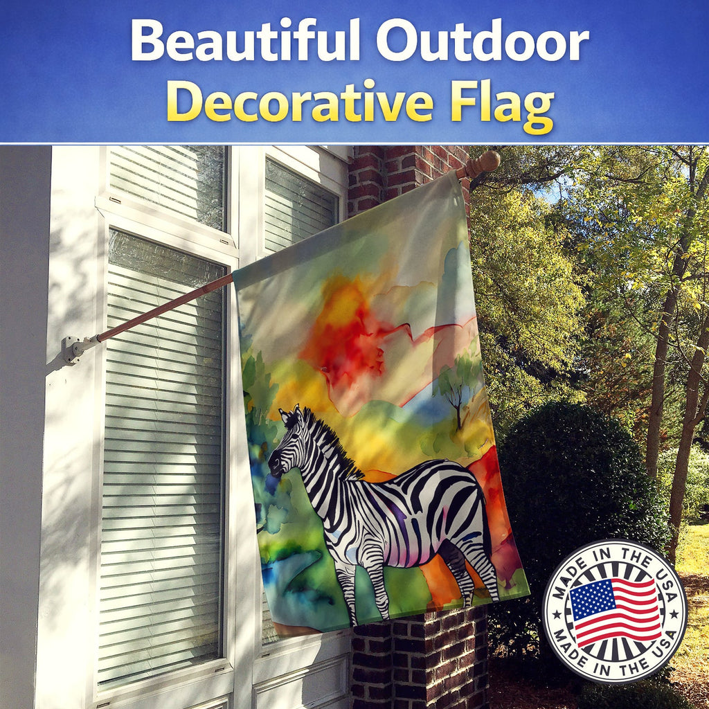 Zebra House Flag 28x40 Porch Sleeve Pole Decorative Outside Yard Banner Artwork Wall Hanging, Polyester