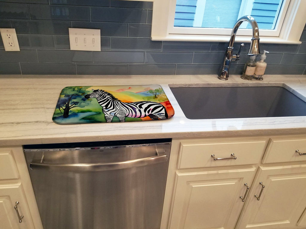 Zebra Dish Drying Mat Absorbent Dish Drying Mat Pad for Kitchen Counter Dish Drainer Mat for Countertop, 14 x 21", Multicolor