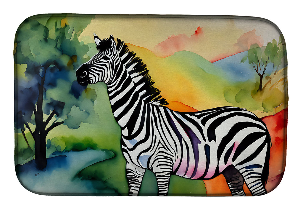 Zebra Dish Drying Mat Absorbent Dish Drying Mat Pad for Kitchen Counter Dish Drainer Mat for Countertop, 14 x 21", Multicolor