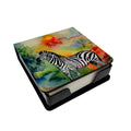Zebra PU Leather Note Paper Holder with Artist-Designed Cover, Desk Accessory, Office Gift