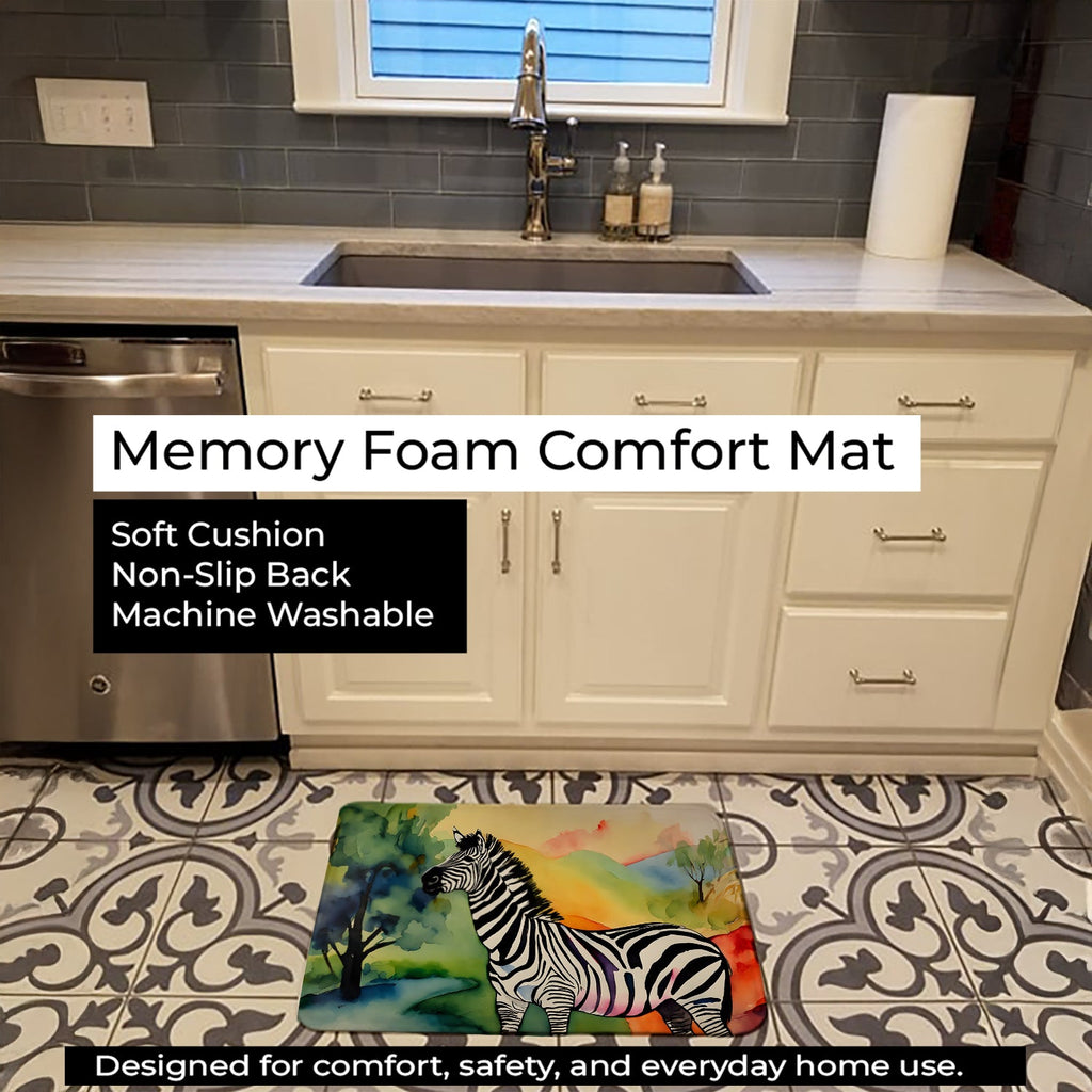 Zebra Memory Foam Kitchen Mat Machine Washable Anti-Fatigue Cushion Comfort Bath or Kitchen Rug
