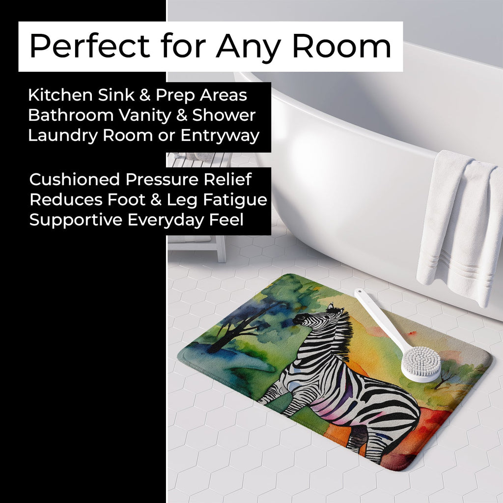 Zebra Memory Foam Kitchen Mat Machine Washable Anti-Fatigue Cushion Comfort Bath or Kitchen Rug