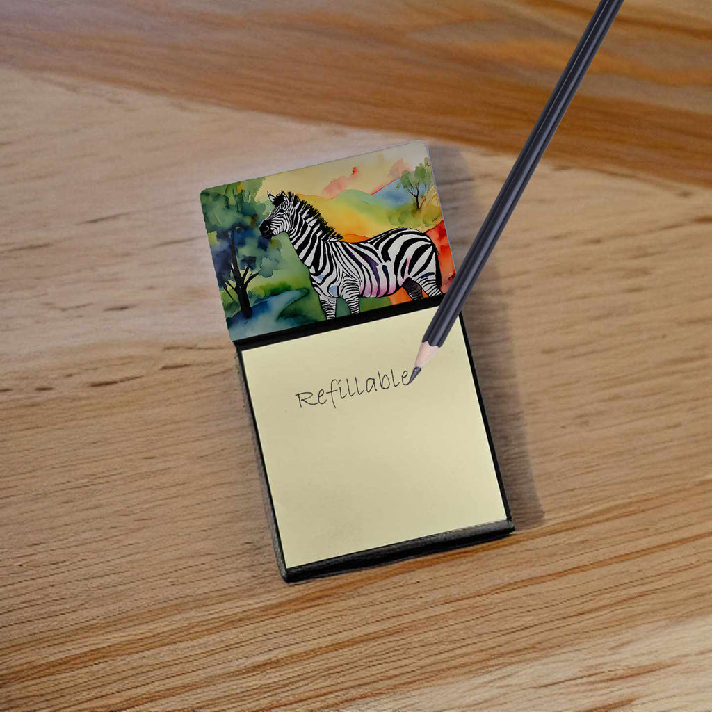 Zebra Watercolor Sticky Note Holder Refillable Dispenser Desk Accessory 3x3 Pad Gift
