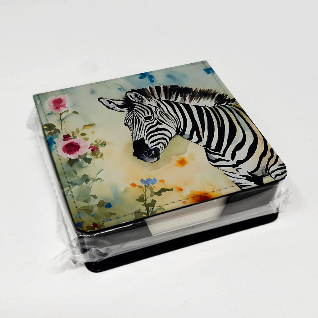 Zebra PU Leather Note Paper Holder with Artist-Designed Cover, Desk Accessory, Office Gift