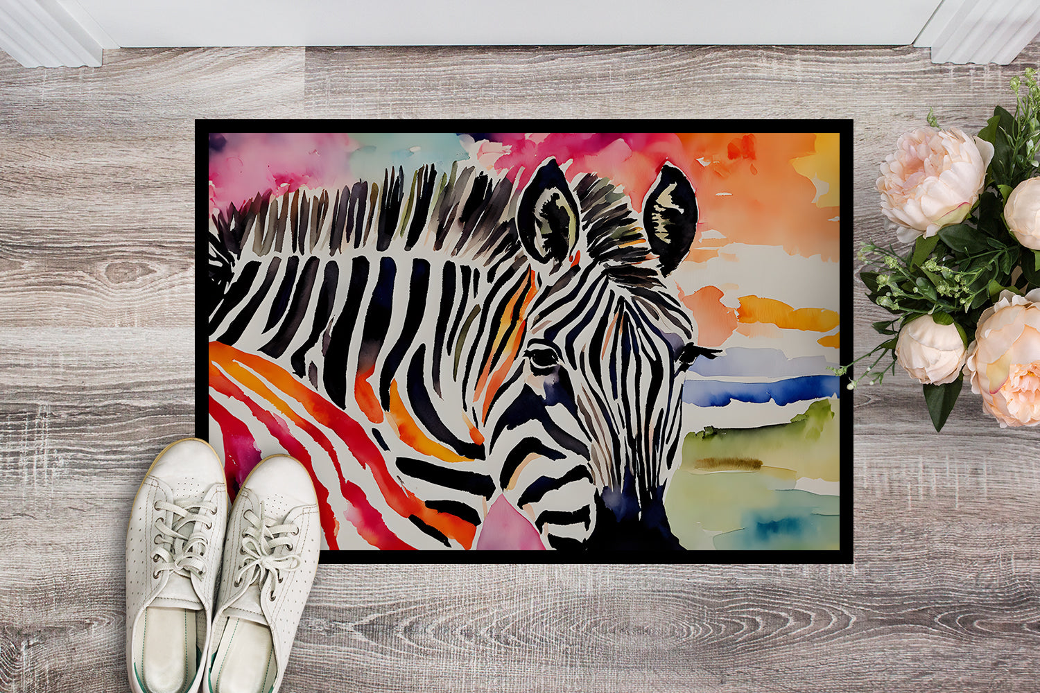 Zebra Doormat Indoor Outdoor 18H X 27W Front Door Mat Rugs for Entryway, Non Slip Washable