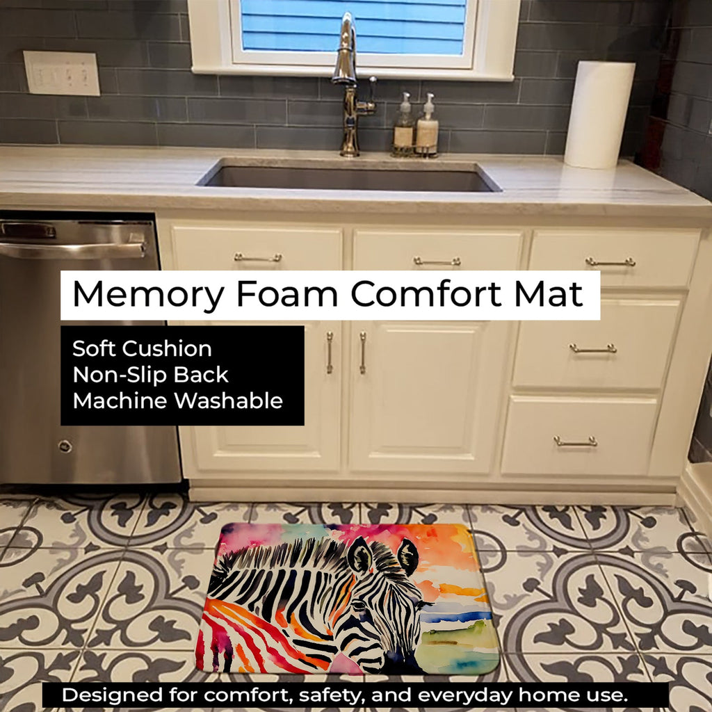 Zebra Memory Foam Kitchen Mat Machine Washable Anti-Fatigue Cushion Comfort Bath or Kitchen Rug