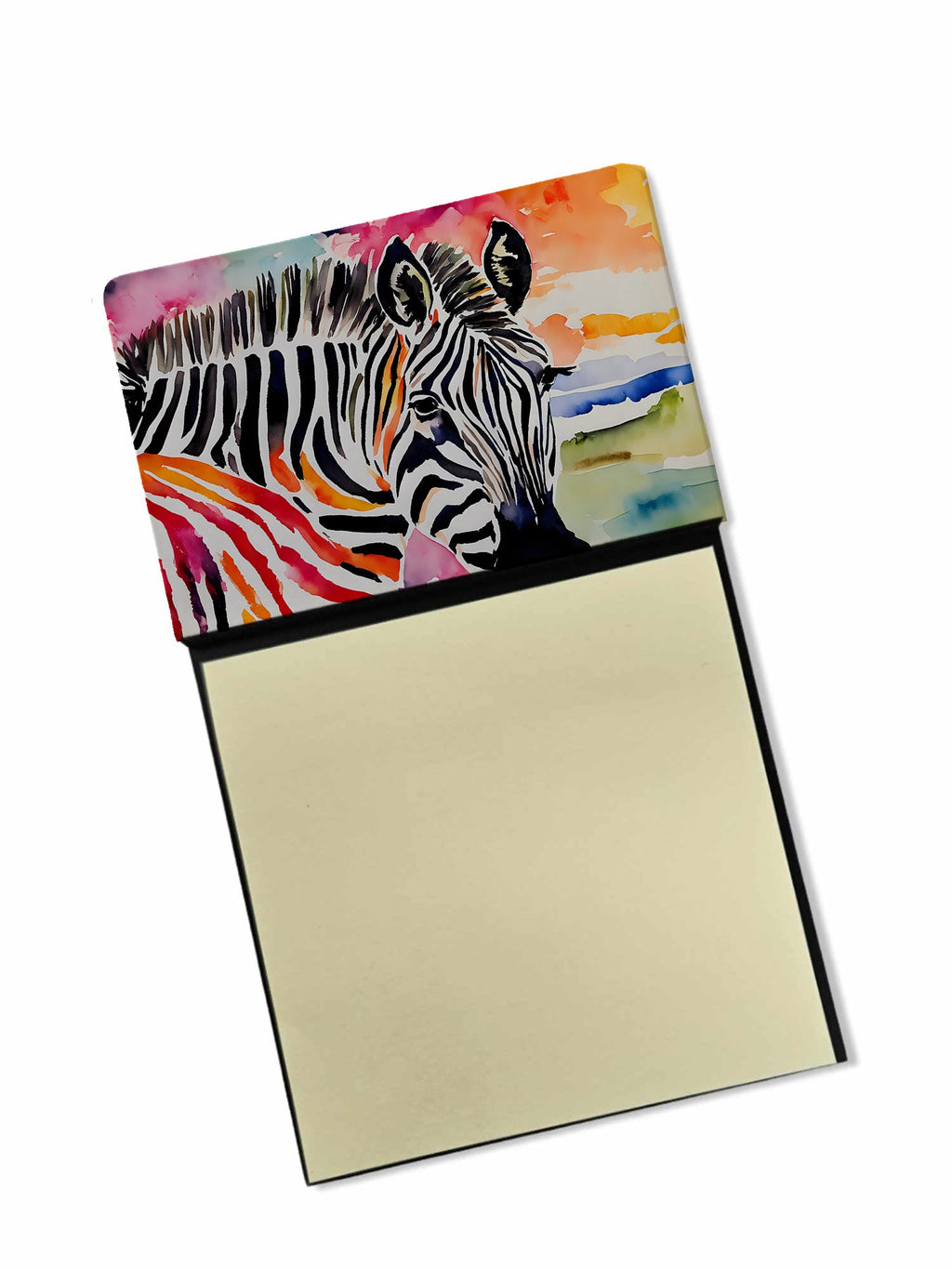Zebra Watercolor Sticky Note Holder Refillable Dispenser Desk Accessory 3x3 Pad Gift