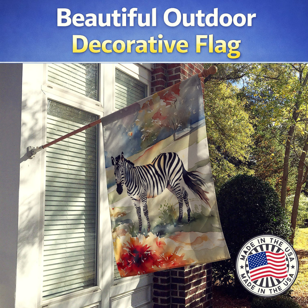 Zebra House Flag 28x40 Porch Sleeve Pole Decorative Outside Yard Banner Artwork Wall Hanging, Polyester