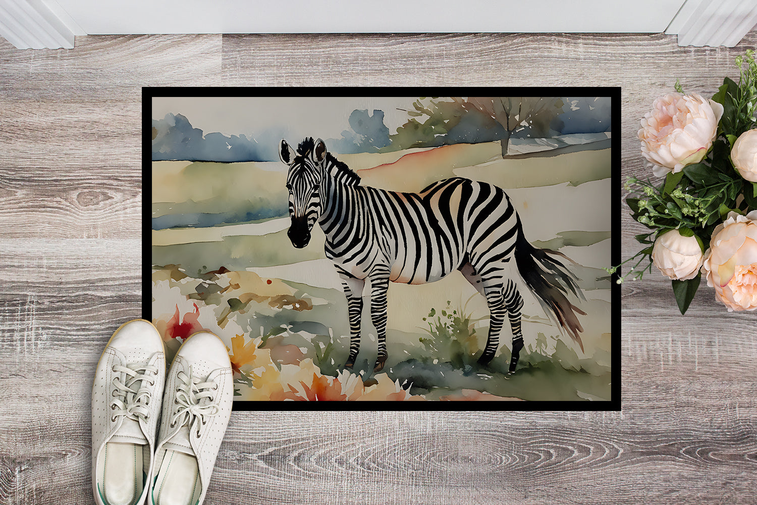 Zebra Doormat Indoor Outdoor 18H X 27W Front Door Mat Rugs for Entryway, Non Slip Washable