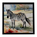 Zebra Framed Metal Print Bathroom, Kitchen, Office, Home Decor Wall Art Ready to Hang, Square, 8X8