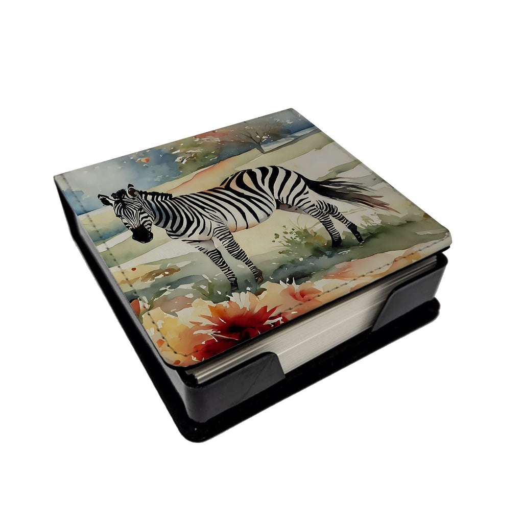 Zebra PU Leather Note Paper Holder with Artist-Designed Cover, Desk Accessory, Office Gift
