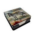 Zebra PU Leather Note Paper Holder with Artist-Designed Cover, Desk Accessory, Office Gift