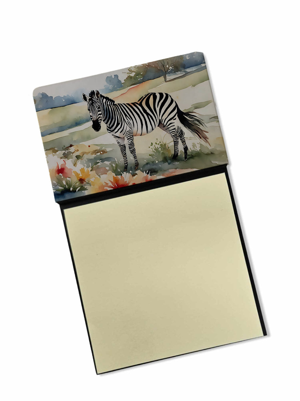 Zebra Watercolor Sticky Note Holder Refillable Dispenser Desk Accessory 3x3 Pad Gift
