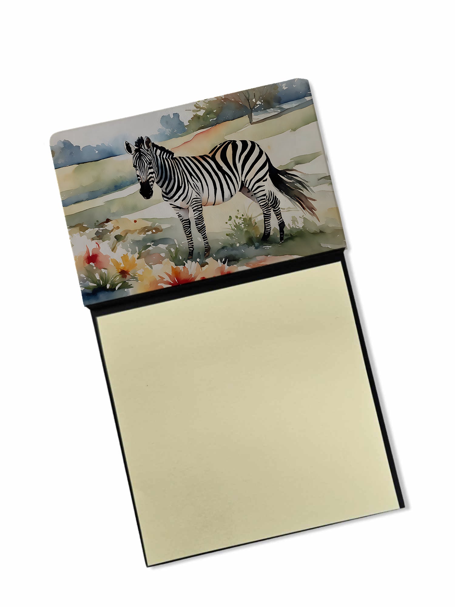 Zebra Watercolor Sticky Note Holder Refillable Dispenser Desk Accessory 3x3 Pad Gift