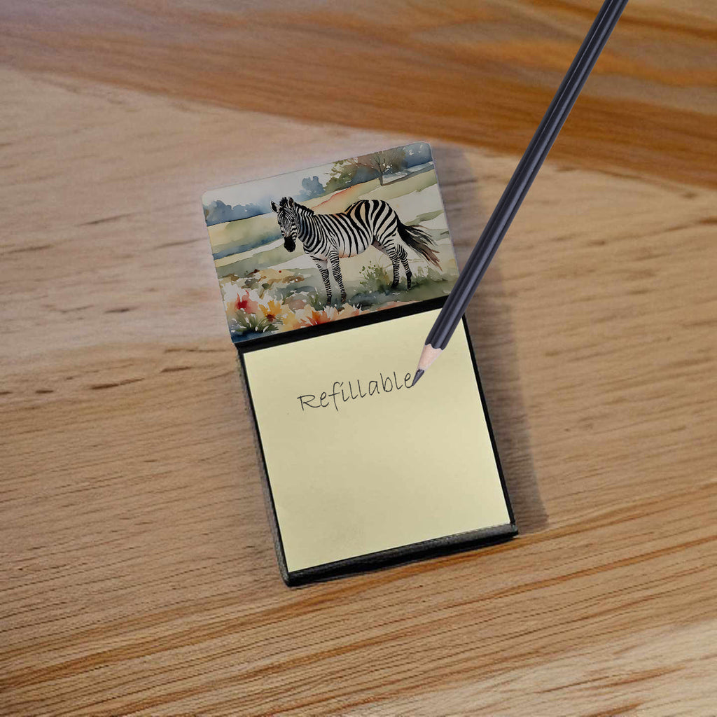 Zebra Watercolor Sticky Note Holder Refillable Dispenser Desk Accessory 3x3 Pad Gift